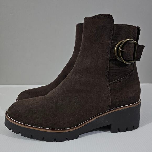 NEW Blondo Dakota Ankle Bootie Womens 11 Java Brown Suede Moto Buckle Waterproof - Picture 13 of 13